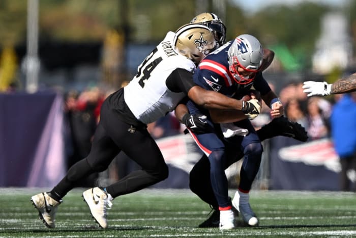 The New Orleans defense dominated Mac Jones and the Patriots' offense in another embarrassing loss for coach Bill Belichick in Week 5.